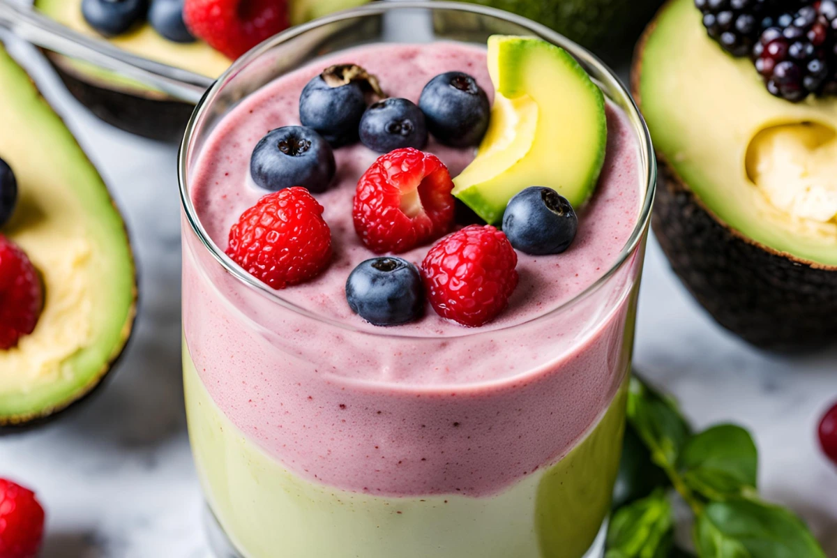 Avocado berry smoothies