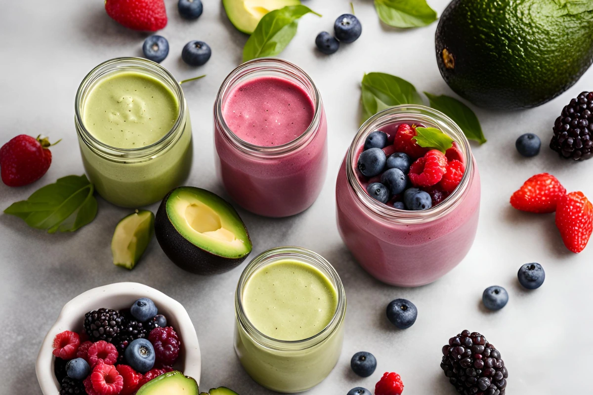 Avocado berry smoothies