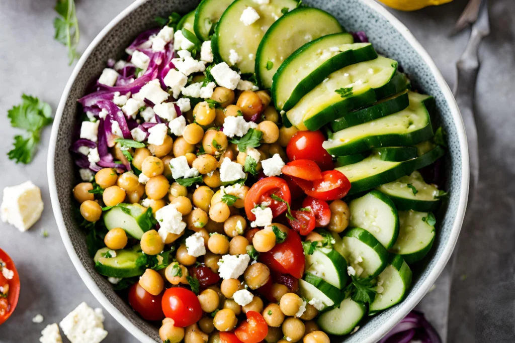 Healthy Lunch Meal Prep Recipes Under 400 Calories Vibrant Mediterranean chickpea salad